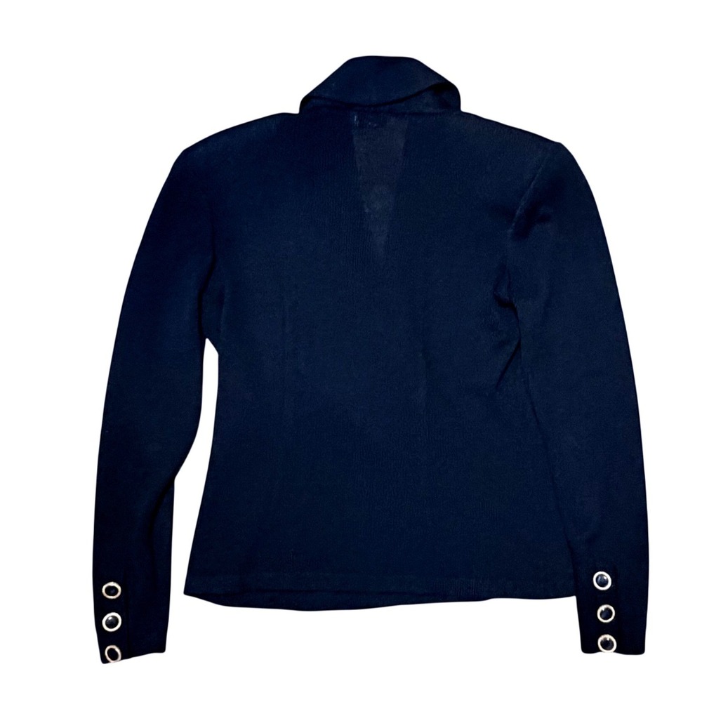 St. John Knit Blazer Women Black Double Breasted Gold Button Old Money Santana - Picture 3 of 6